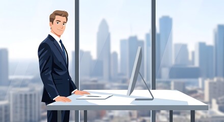 Determined Baker Kneading Dough in Bright Kitchen with Natural Light