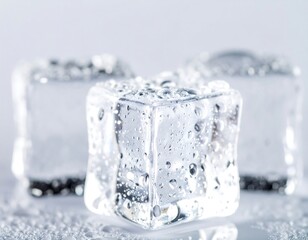 Close-up of ice cubes with water droplets