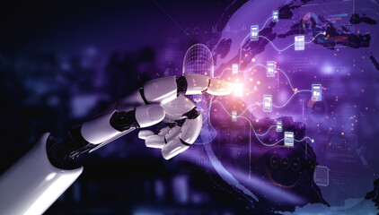 Obraz premium AI file management uses smart indexing, automated search, and virtual tools to organize, access, and process digital data efficiently. Artificial intelligence spline