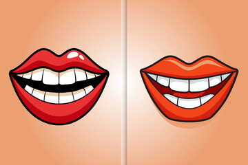Hand drawn teeth smile cartoon illustration
