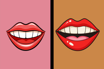 Hand drawn teeth smile cartoon illustration
