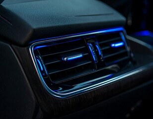 Close-up of illuminated car vents