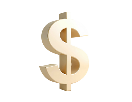 Golden 3D rendering of a dollar symbol against a stark black background