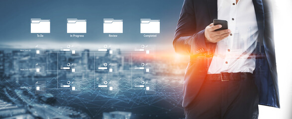 Task workflow system showing document progress through stages. Task tracking improves productivity, ensures visibility, task tracking supports planning, and task tracking manages status. Vouch