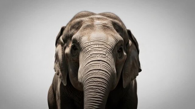 Elephants wrinkled face gazes forward intensely