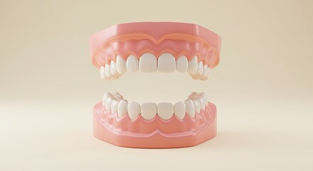 Obraz premium Dental model showing healthy teeth pink gums and dental structure against a neutral background