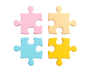 Four pastel-colored puzzle pieces arranged together on a black background