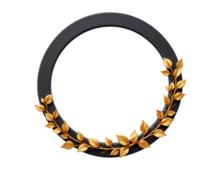Elegant circular frame design with golden leaves for decoration