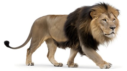 Majestic lion walking powerfully with confidence, a symbol of strength and leadership in the animal kingdom © kinza ali