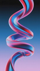 Abstract swirling ribbon in vibrant red, blue, and pink hues against a gradient background