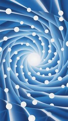 Abstract blue spiral tunnel with glowing white dots converging toward a bright center
