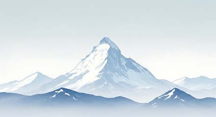 Majestic snow capped mountain range under clear sky illustration