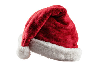 Festive red Santa hat with fluffy white trim, perfect for holiday celebrations and adding cheerful touch to any outfit. This iconic accessory symbolizes joy of season