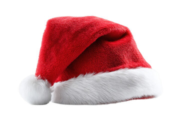 Festive red Santa hat with fluffy white trim, perfect for holiday celebrations and Christmas spirit. This iconic accessory adds joy and cheer to any festive outfit