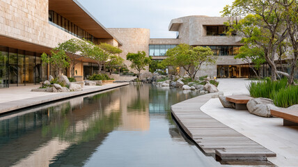 Modern outdoor terrace seating area architecture stylish design contemporary relaxation environment