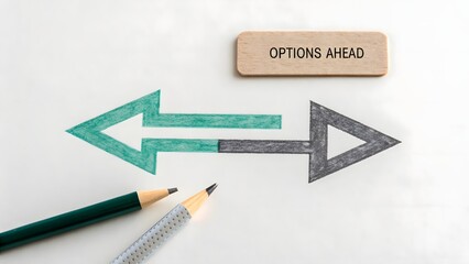 Parallel arrows showing direction and choices ahead on paper