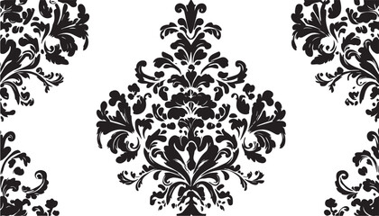 Elegant black vintage floral damask pattern design art