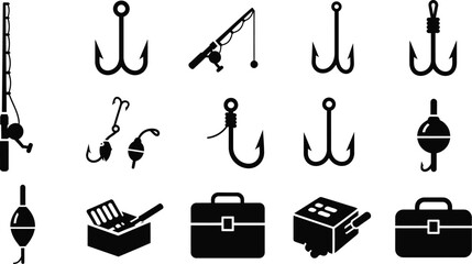 Vector art of fishing equipment in vector style