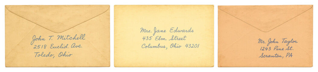 PNG Vintage handwritten envelope collection, element set on transparent background