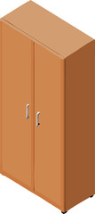 Brown cabinet with two doors displayed against a plain white background.