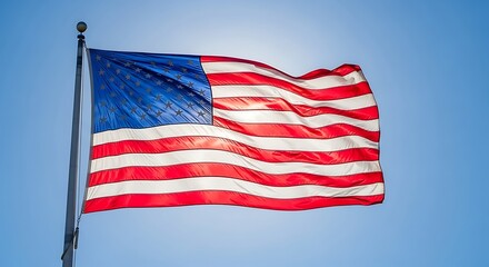 American Flag Waving in the Sky.