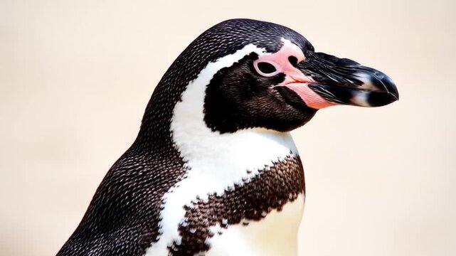 Magellanic penguin portrait against neutral background