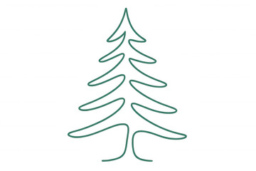 Fototapeta premium Minimalist christmas tree line art drawing with transparent background representing holidays and winter season