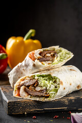 Mixed shawarma wrap with chicken and beef