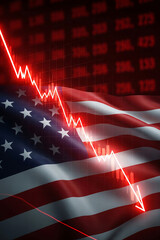 Us economy downturn falling stock market red arrow