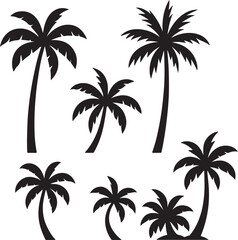 Fototapeta premium Palm Silhouette Collection: A collection of elegant silhouette palm trees. perfect for adding a touch of the tropics to your designs.