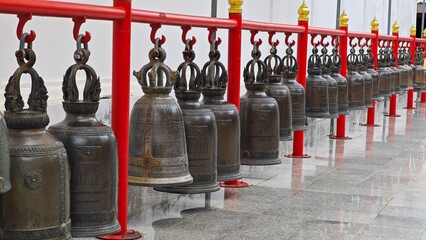 Temple bell hanging in Thailand.