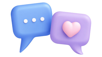 Illustration of text box icon and heart shaped box on transparent background.