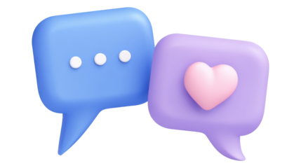 Illustration of text box icon and heart shaped box on transparent background.