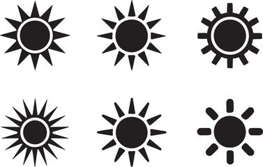 Sun Icon Collection: A captivating compilation of sun icons showcasing a diversity of graphic styles, perfect for adding a touch of radiant energy to any design.