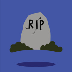 cartoon graveyard on blue background vector clipart halloween illustration