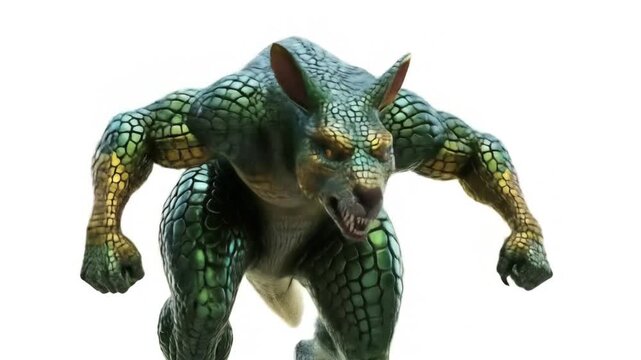 Muscular reptile creature stares ferociously