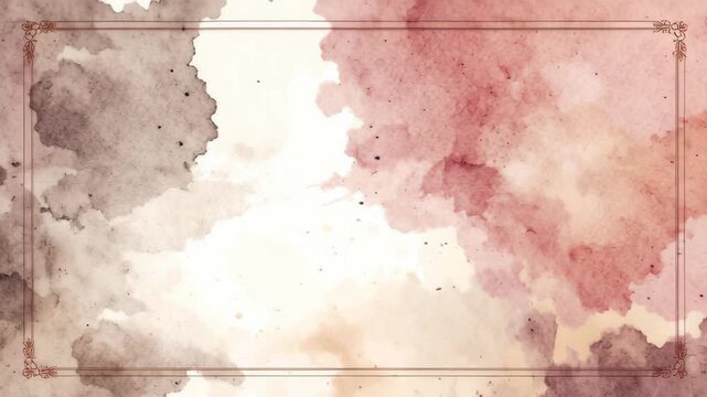 Vintage watercolor wedding frame with soft muted tones, romantic rustic border and elegant blank background for invitation