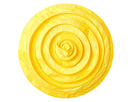 A close-up view of a circular, concentric paper sculpture radiating outwards