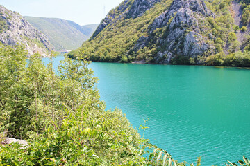Neretva River in Bosnia and Herzegovina with Mountains