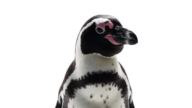 Regal penguin portrait against stark background