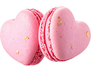 Two pink heart-shaped cookies with golden specks, stacked, on a transparent background
