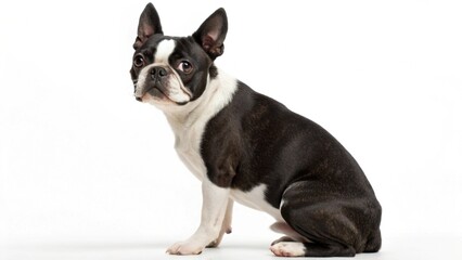 Cute black and white French Bulldog puppy isolated on a white background