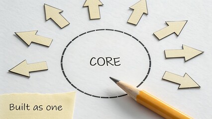 Paper Arrows Pointing Inward Toward Core Concept