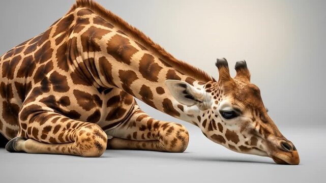 Resting giraffe with unique pattern