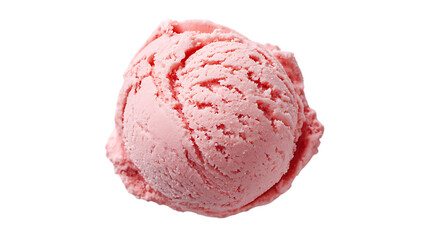 A scoop of strawberry ice cream isolated on transparent background, delicious treat