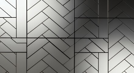 ヘリンボーン柄と幾何学模様が融合したクールなメタリックタイル