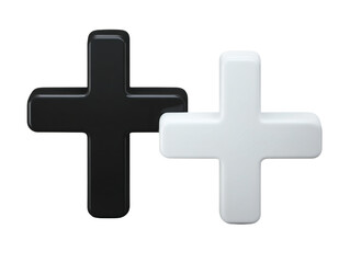 Obraz premium Lus and Minus Symbols in High Contrast, Isolated on White Background, Clean Edges, Modern Minimal Design