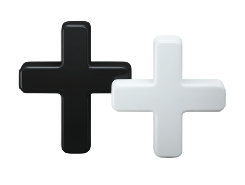 Lus and Minus Symbols in High Contrast, Isolated on White Background, Clean Edges, Modern Minimal Design