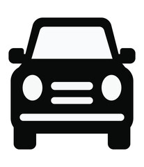 Minimalist Black Car Icon with Simple Design and Clean Lines