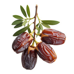 Ripe Dates on Branch with Green Lance-Shaped Leaves  Glossy Brown Fruits with Wrinkled Texture, Symbol of Sweetness and Tradition